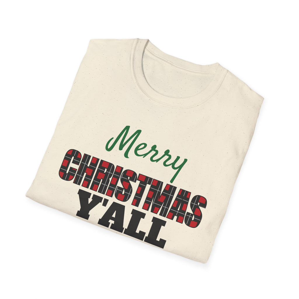 Merry Christmas Yall Buffalo Plaid Southern Country Christmas T-Shirt Unisex – Gifted Porch