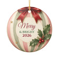 Merry & Bright 2026 Striped Ball Ornament – Christmas gift, photo 2