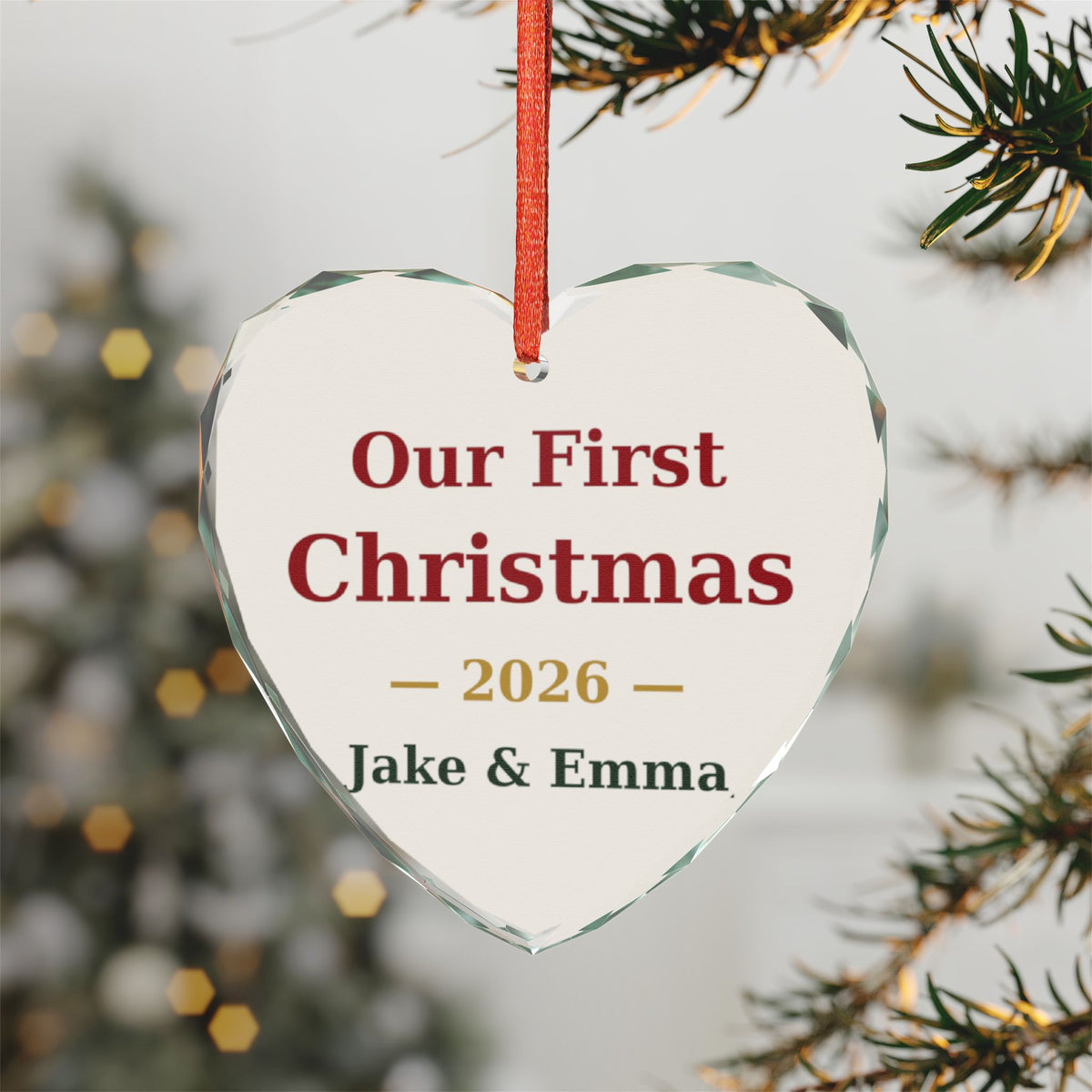 Our First Christmas Crystal Glass Ornament
