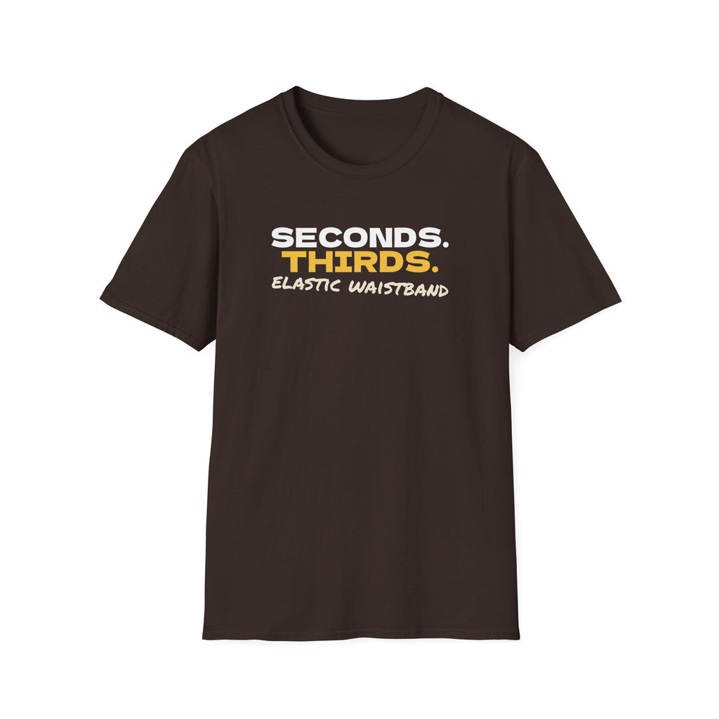 Seconds Thirds Elastic Waistband Funny Thanksgiving T-Shirt – Gifted Porch, view 6