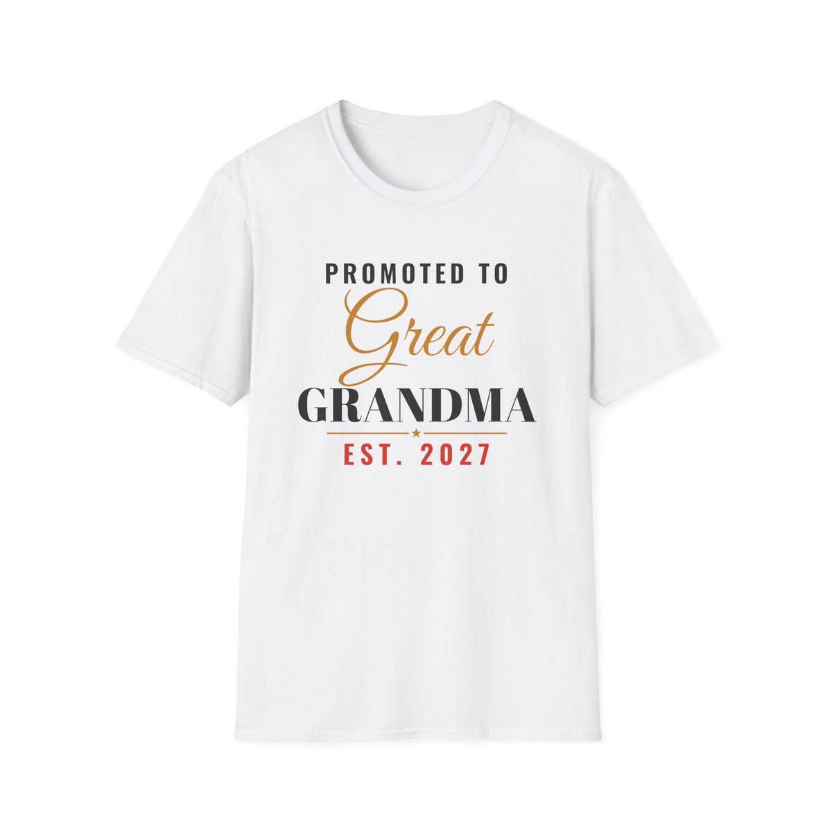 Promoted To Great Grandma Est 2027 T-Shirt – Gifted Porch, view 1