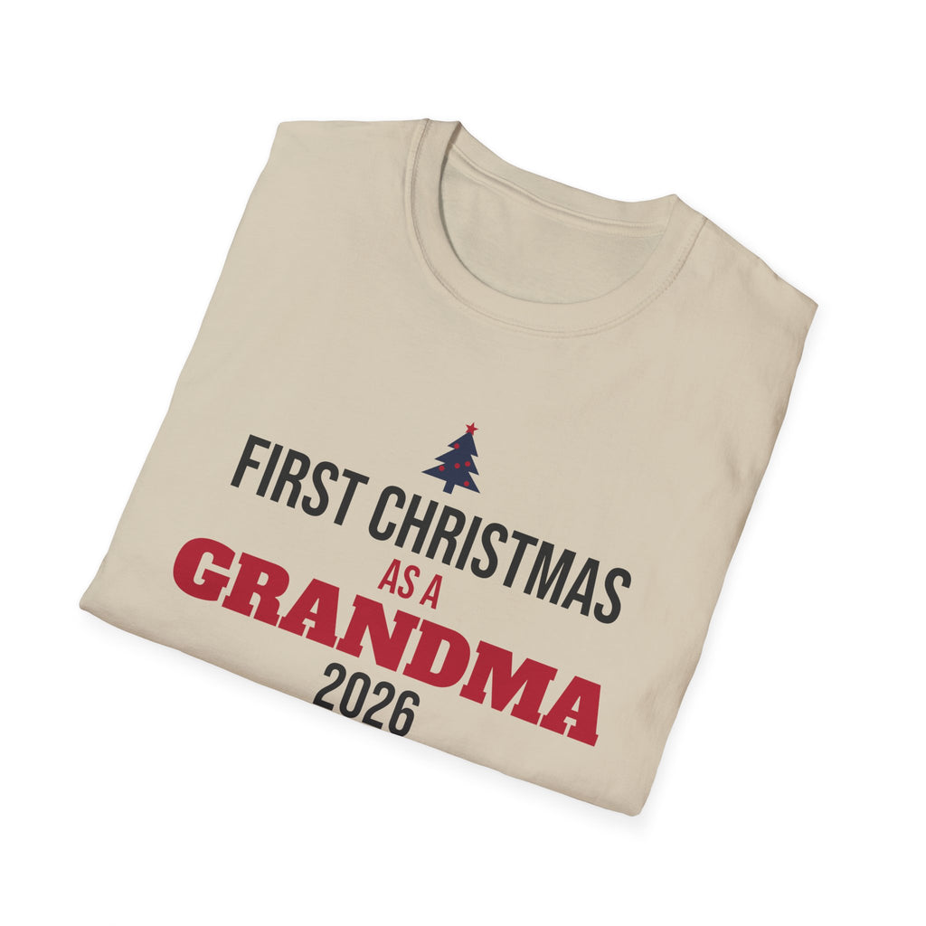 First Christmas As A Grandma 2026 T-Shirt New Grandma Holiday Gift Tee – Gifted Porch