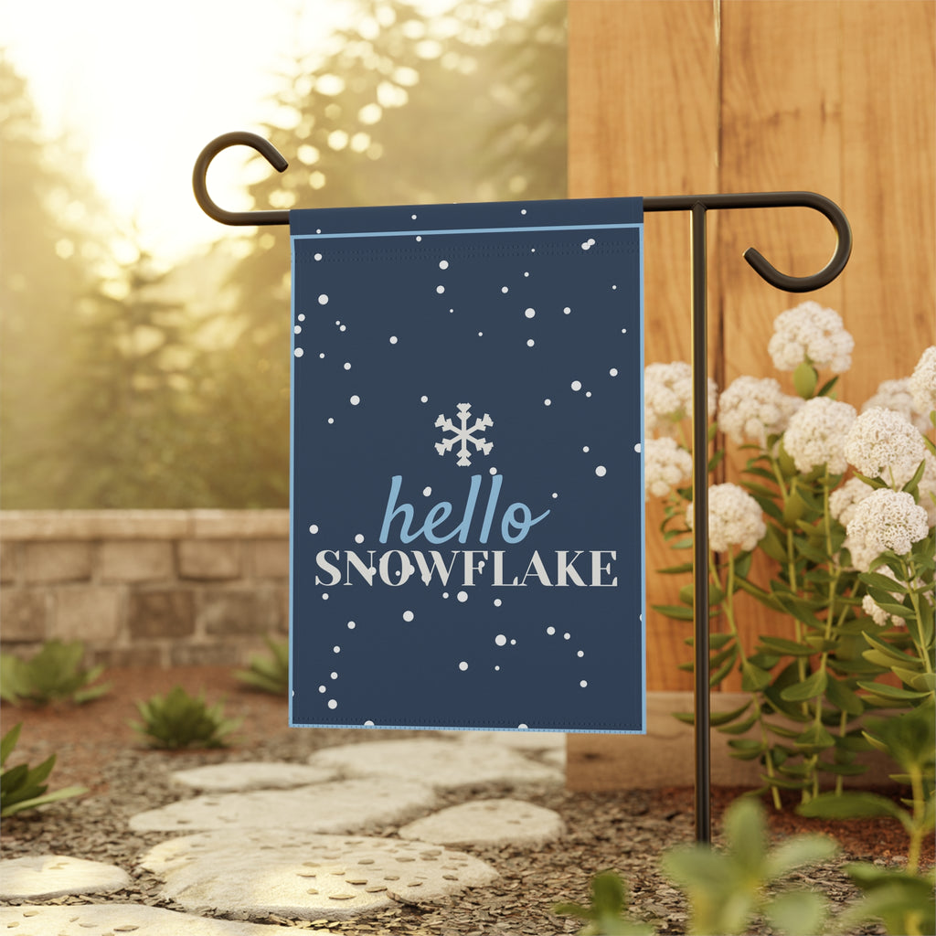 Hello Snowflake Garden Flag
