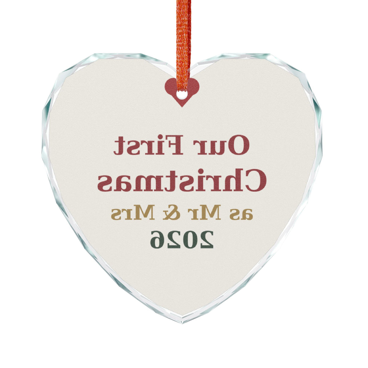 Mr & Mrs First Christmas Crystal Glass Ornament