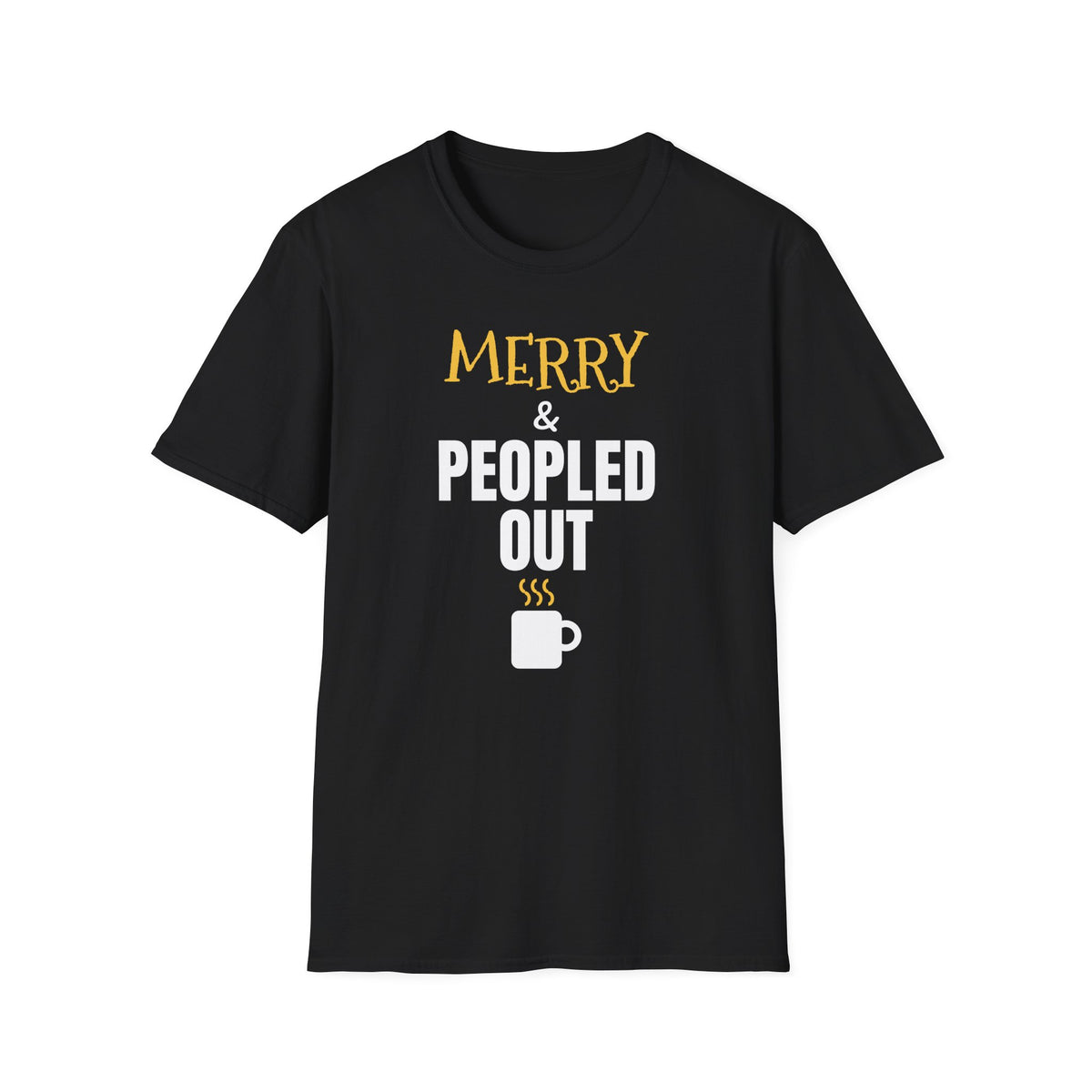 Merry And Peopled Out Funny Introvert Christmas T-Shirt – Gifted Porch, view 2