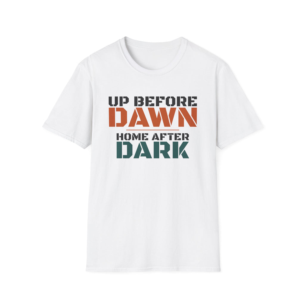 Up Before Dawn Home After Dark Hunting T-Shirt – Gifted Porch, view 1