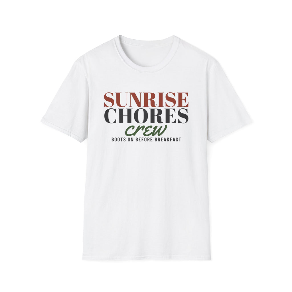 Sunrise Chores Crew Farm T-Shirt – Gifted Porch, view 1