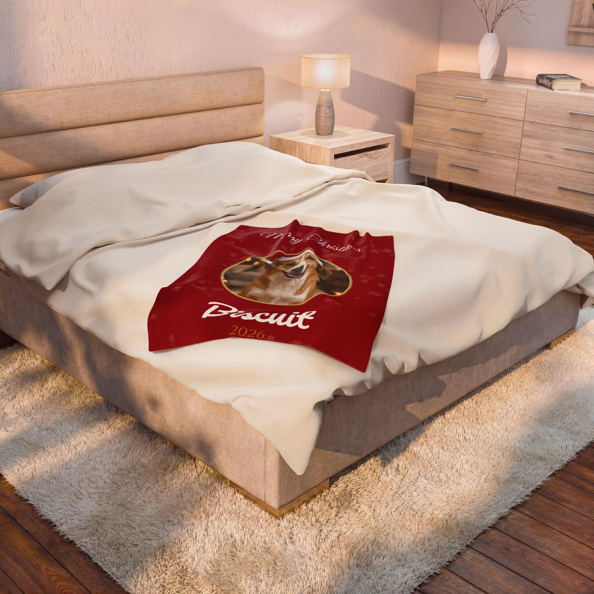 Custom Pet Photo Christmas Blanket With Name – Gifted Porch