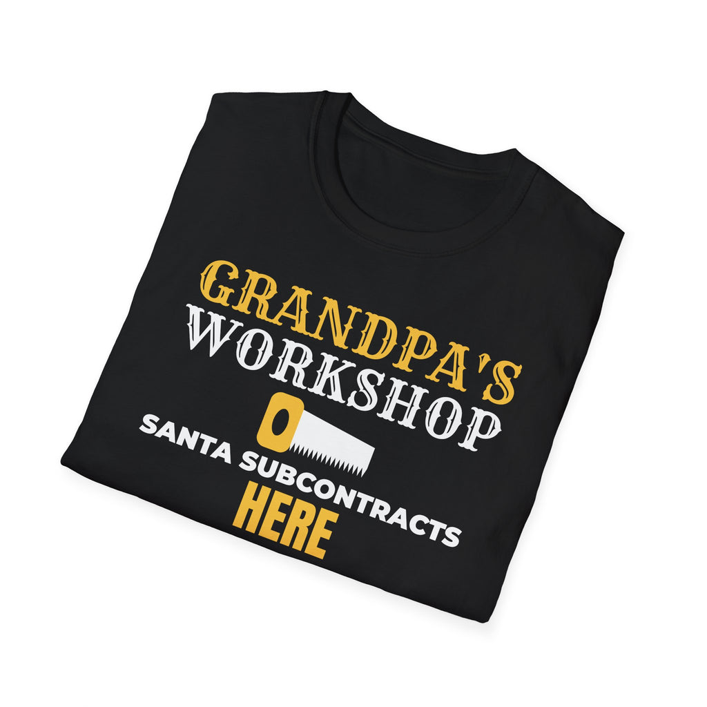 Grandpa's Workshop Santa Subcontracts Here T-Shirt – Gifted Porch, view 10