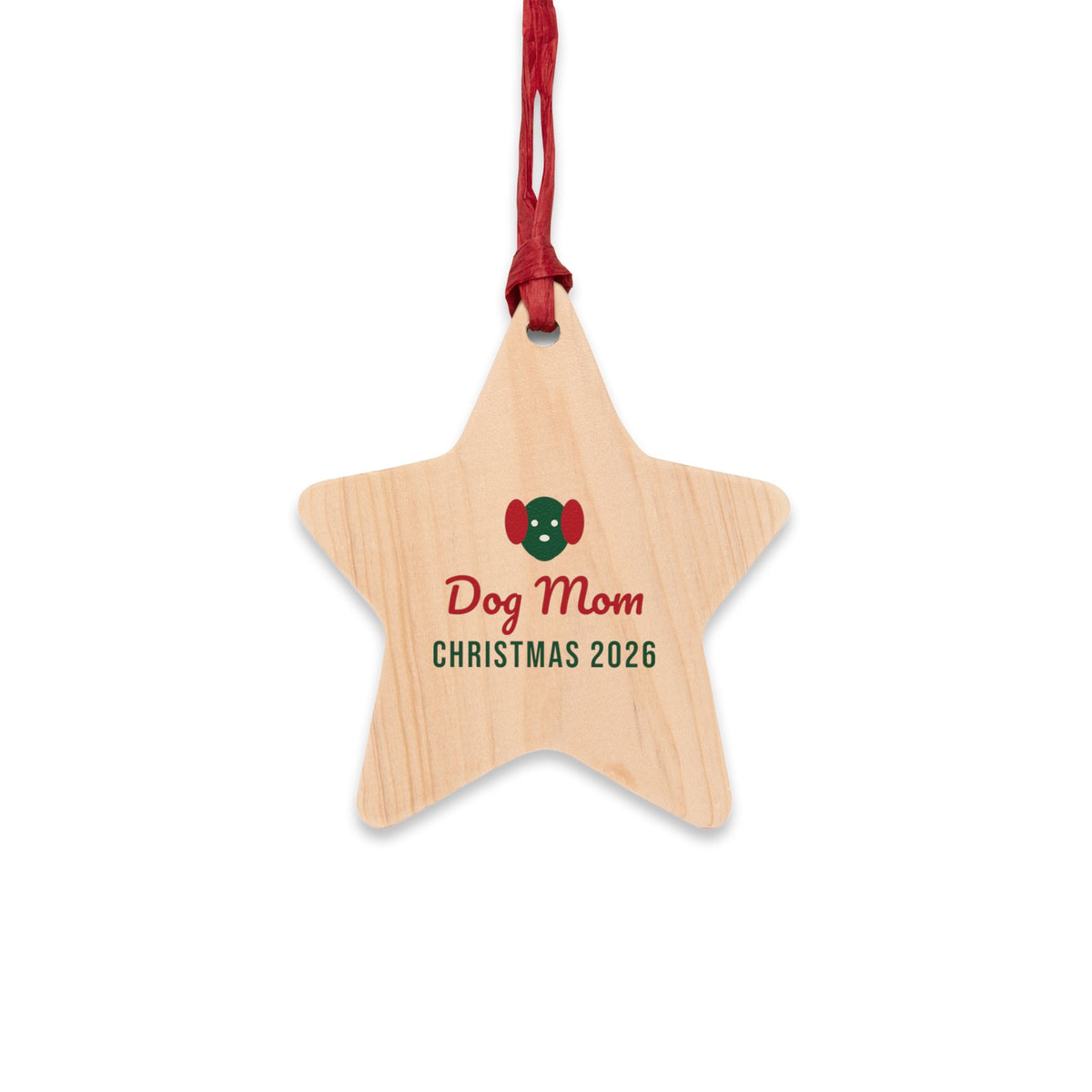 Dog Mom Christmas Wood Star Ornament