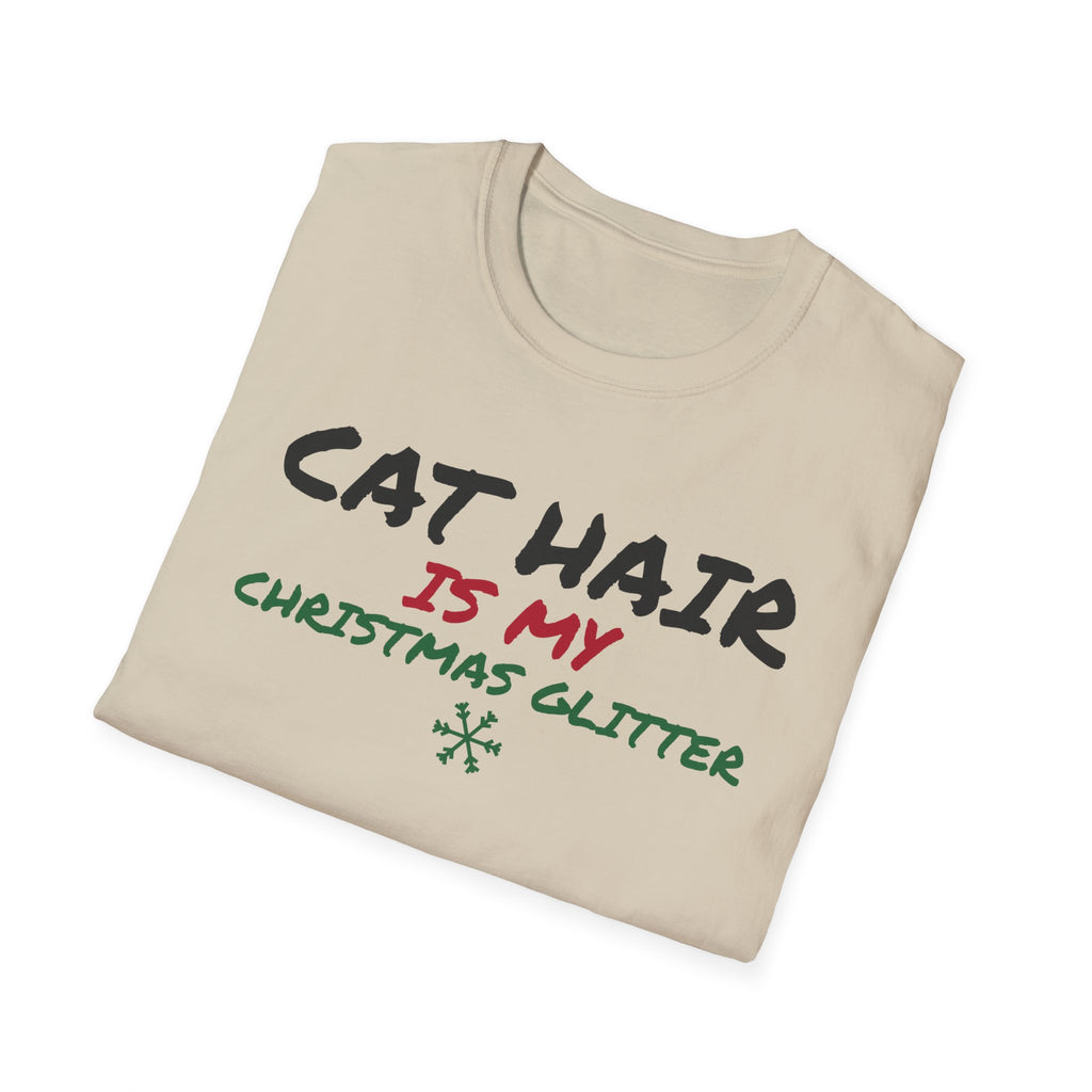 Cat Hair Is My Christmas Glitter Funny Cat T-Shirt Cat Mom Holiday Gift Tee – Gifted Porch