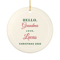 Hello Grandma 2026 Personalized Grandbaby Name Ornament – Gifted Porch, view 2