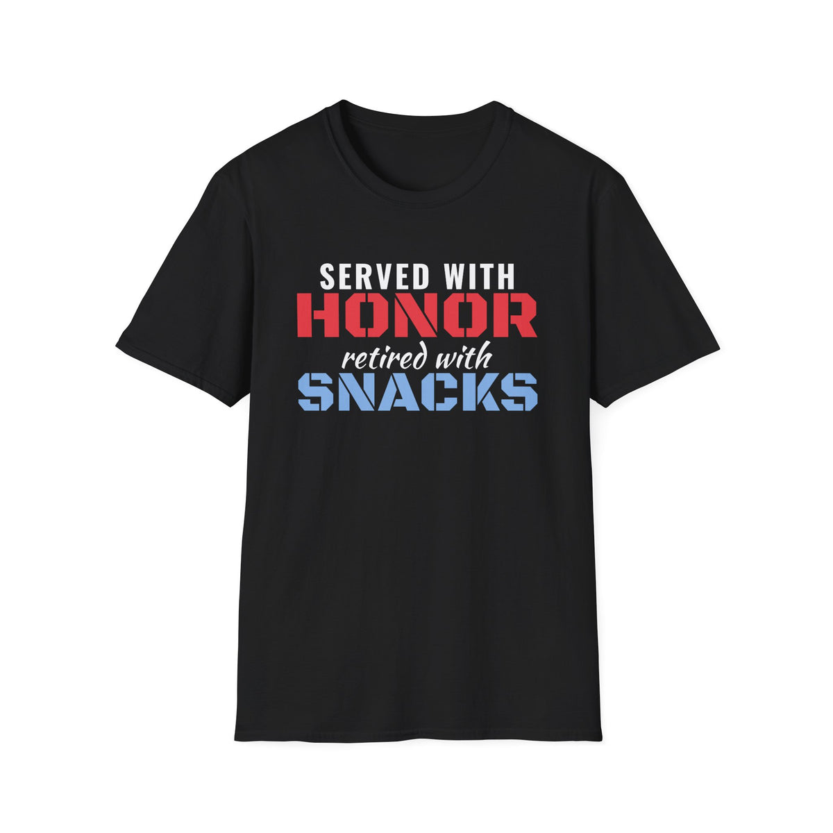 Served With Honor Retired With Snacks Funny Veteran T-Shirt – Gifted Porch, view 2