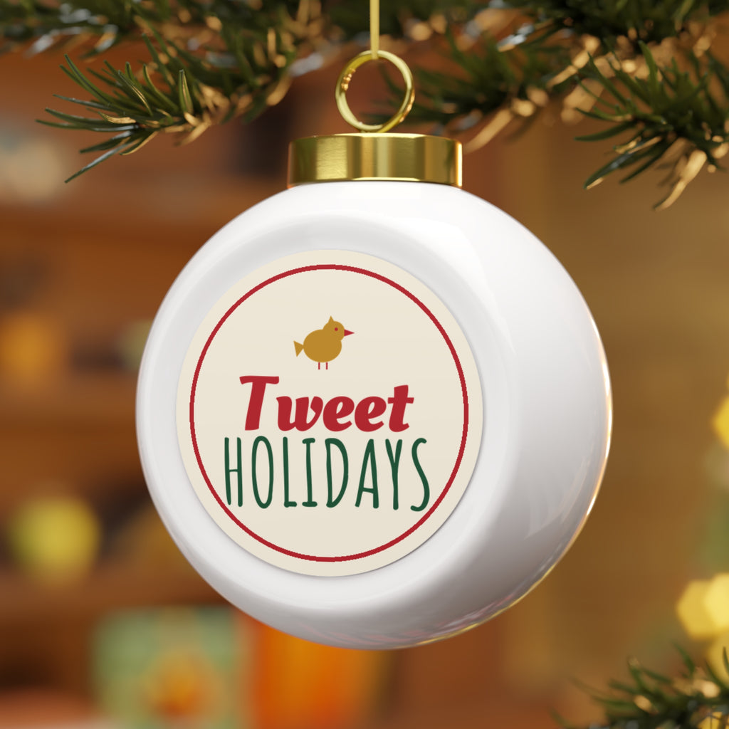 Tweet Holidays Glass Ball Ornament