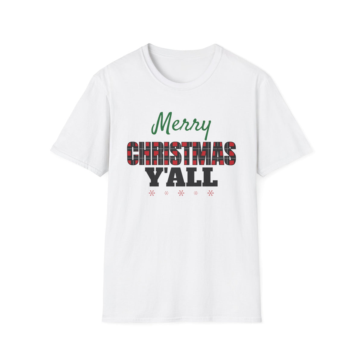 Merry Christmas Yall Buffalo Plaid Southern Country Christmas T-Shirt Unisex – Gifted Porch