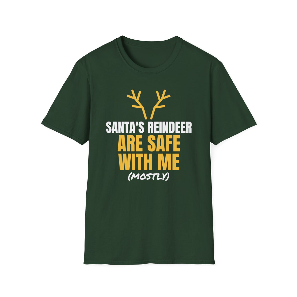 Santa's Reindeer Are Safe With Me Hunting T-Shirt – Gifted Porch, view 3