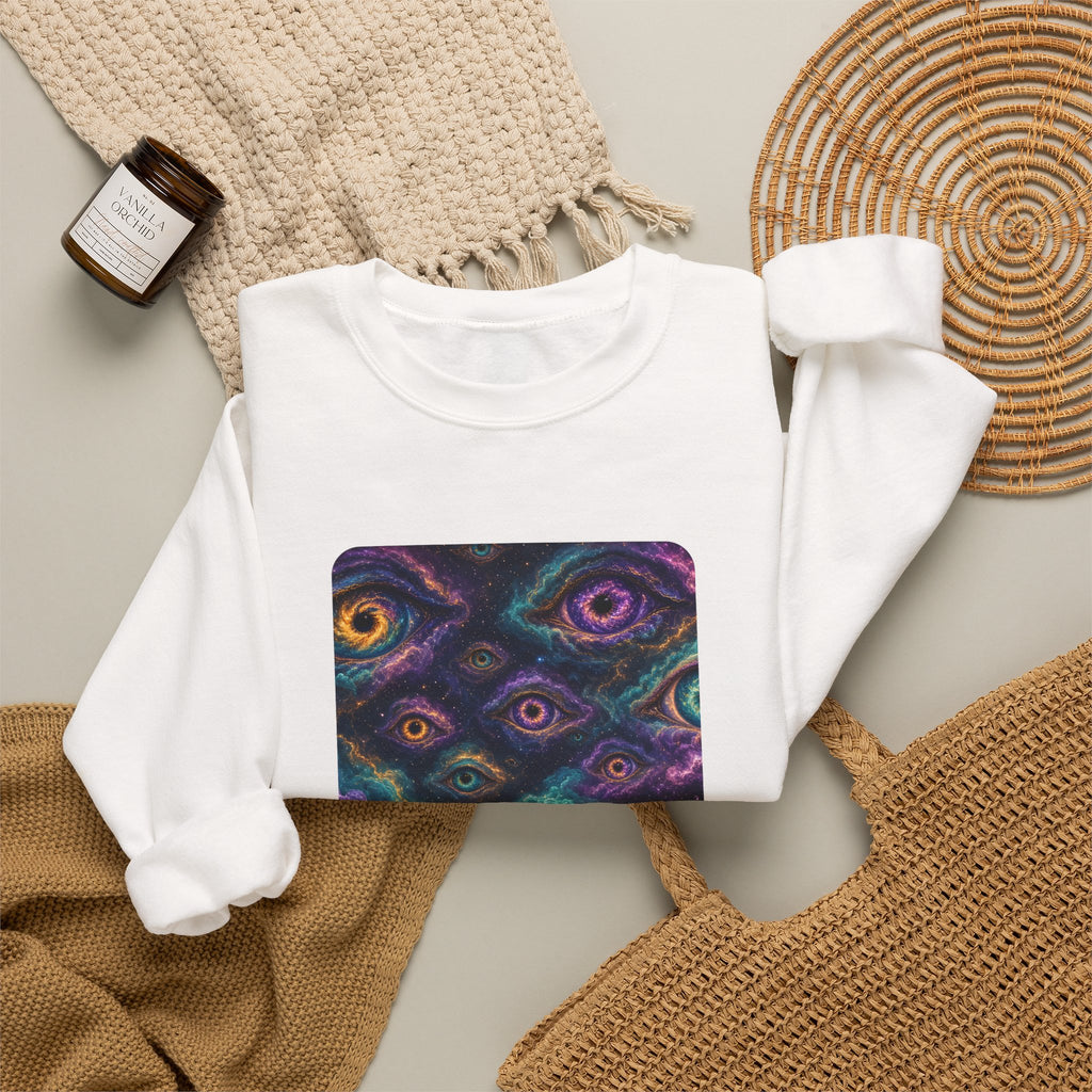 Cosmic Eyes Abstract Art Sweatshirt – unique art gift, photo 7