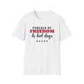 Powered By Freedom And Hot Dogs Funny 4th Of July T-Shirt – Gifted Porch, view 1