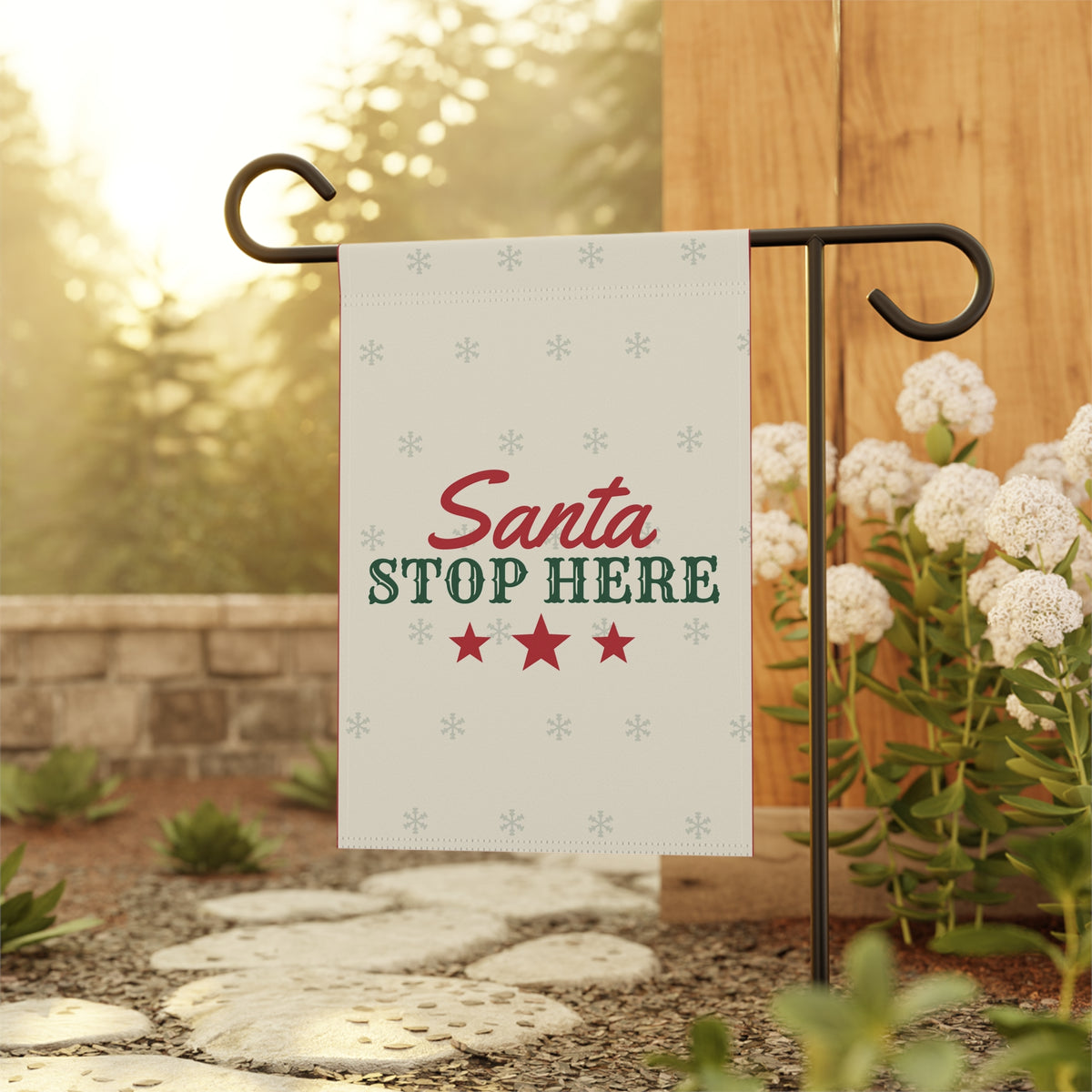 Santa Stop Here Christmas Garden Flag