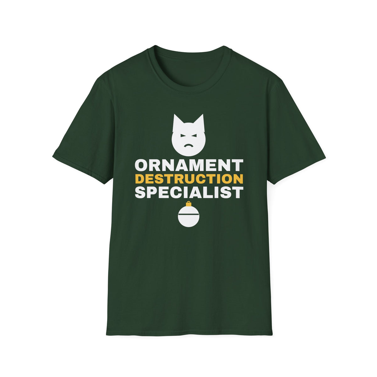 Ornament Destruction Specialist Cat Christmas Tree T-Shirt – Gifted Porch, view 3
