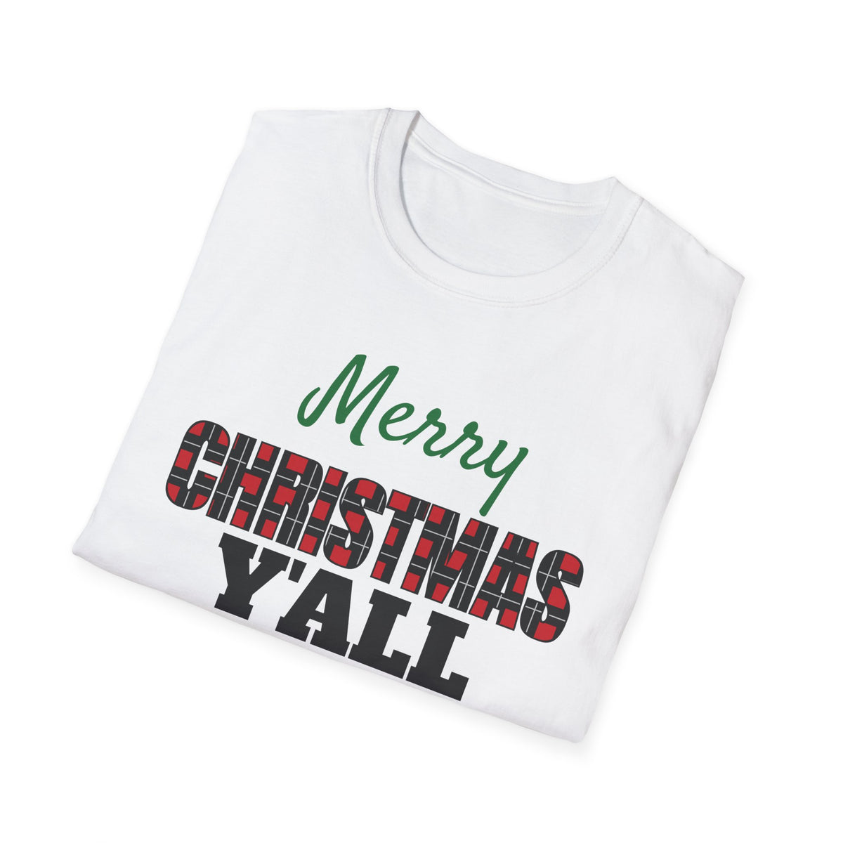 Merry Christmas Yall Buffalo Plaid Southern Country Christmas T-Shirt Unisex – Gifted Porch