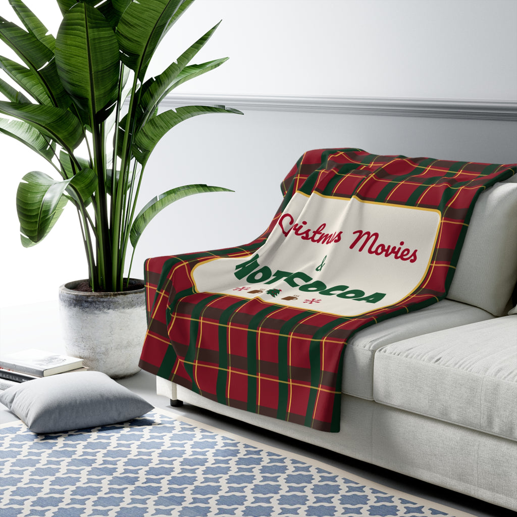 Christmas Movies And Hot Cocoa Sherpa Fleece Blanket 50x60 Plaid Throw Gift – Gifted Porch