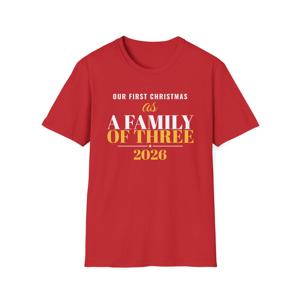 Our First Christmas As A Family Of Three 2026 T-Shirt – Gifted Porch, view 4