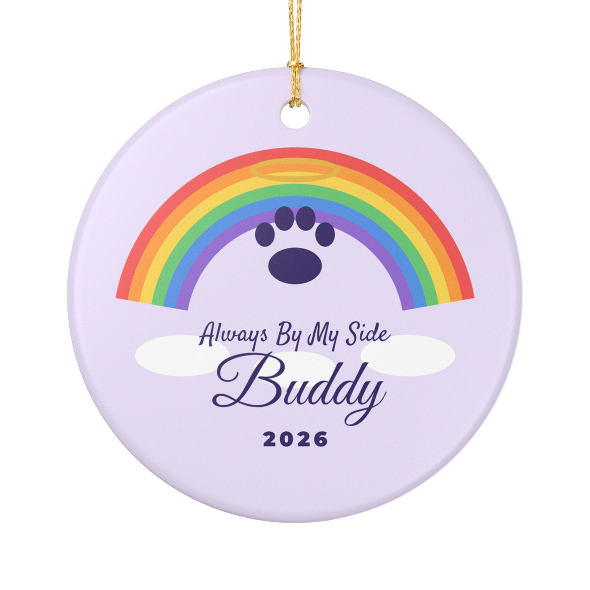 Pet Memorial Ornament Personalized Name Rainbow Paw – Gifted Porch, view 2