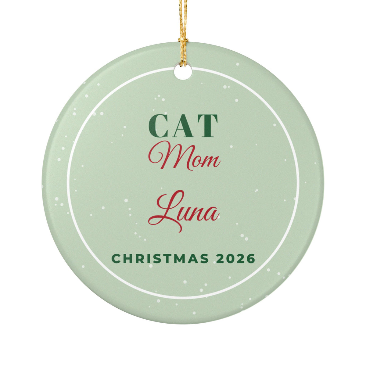 Cat Mom Personalized Ornament 2026 Cat Name Christmas – Gifted Porch, view 2