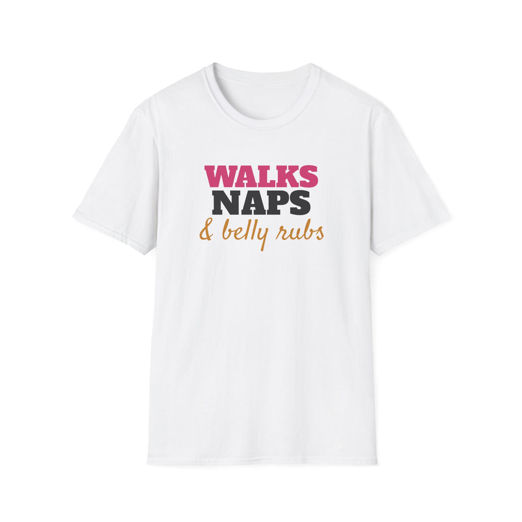 Walks Naps And Belly Rubs Dog Lover T-Shirt – Gifted Porch, view 1