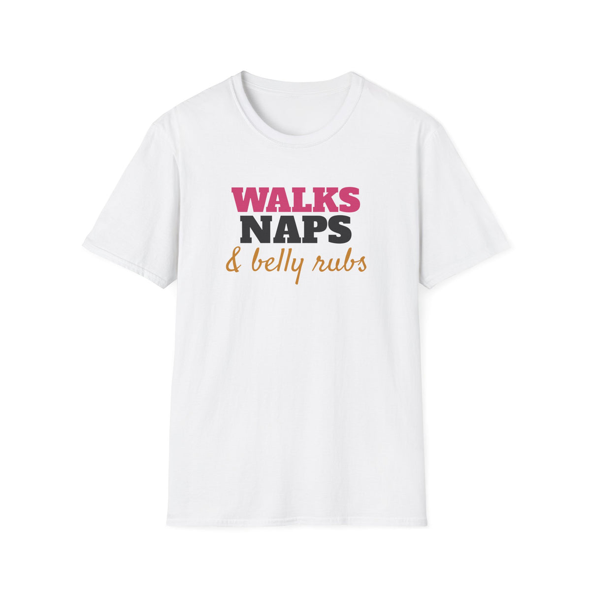 Walks Naps And Belly Rubs Dog Lover T-Shirt – Gifted Porch, view 1