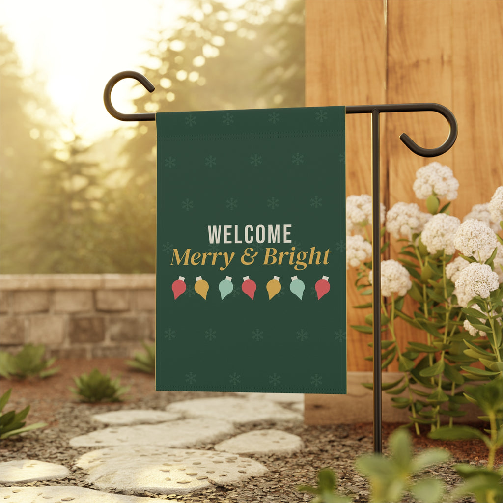 Merry And Bright Welcome Christmas Garden Flag