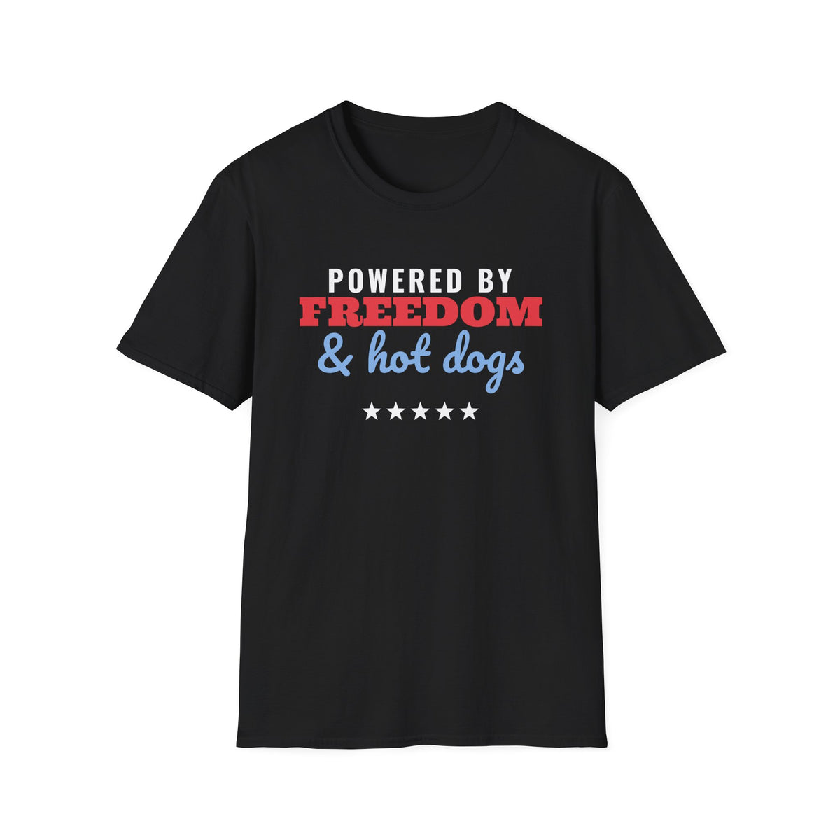 Powered By Freedom And Hot Dogs Funny 4th Of July T-Shirt – Gifted Porch, view 2