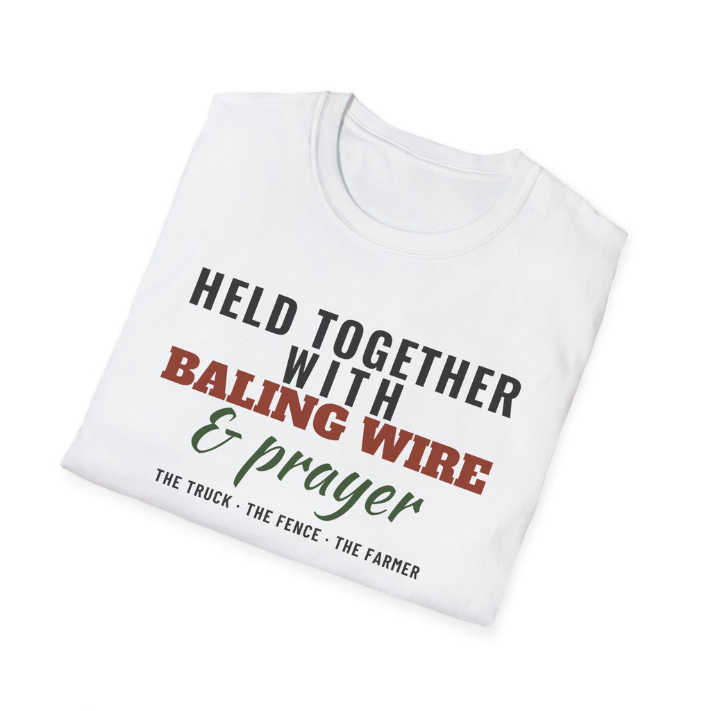 Held Together With Baling Wire And Prayer Funny Farm T-Shirt – Gifted Porch, view 5