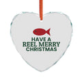 Reel Merry Christmas Glass Heart Ornament