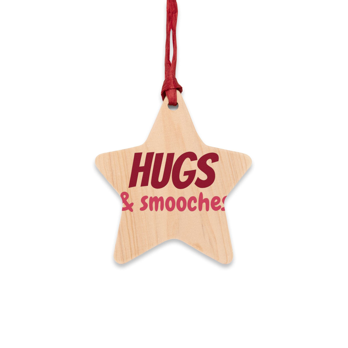 Hugs and Smooches Wood Star Ornament