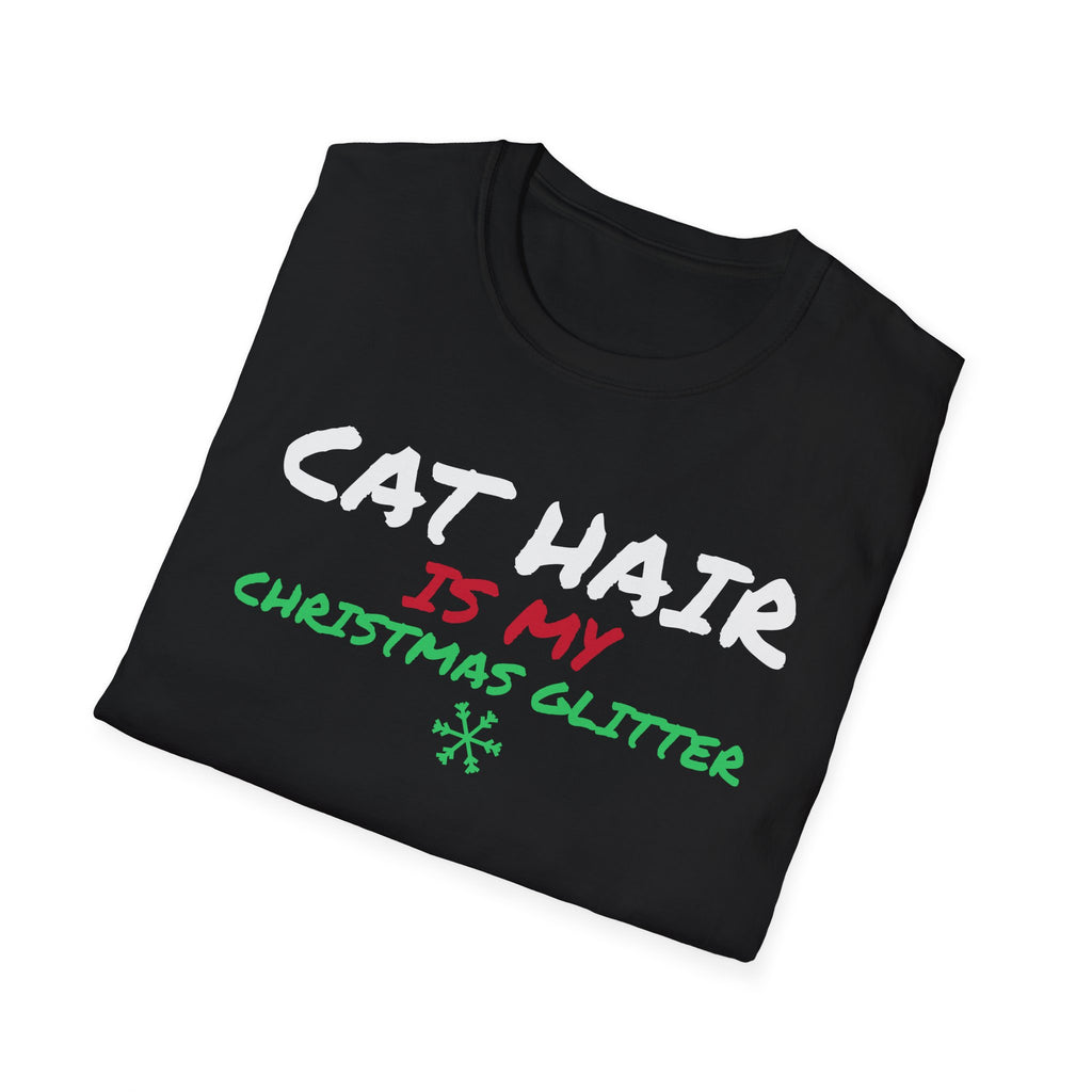 Cat Hair Is My Christmas Glitter Funny Cat T-Shirt Cat Mom Holiday Gift Tee – Gifted Porch
