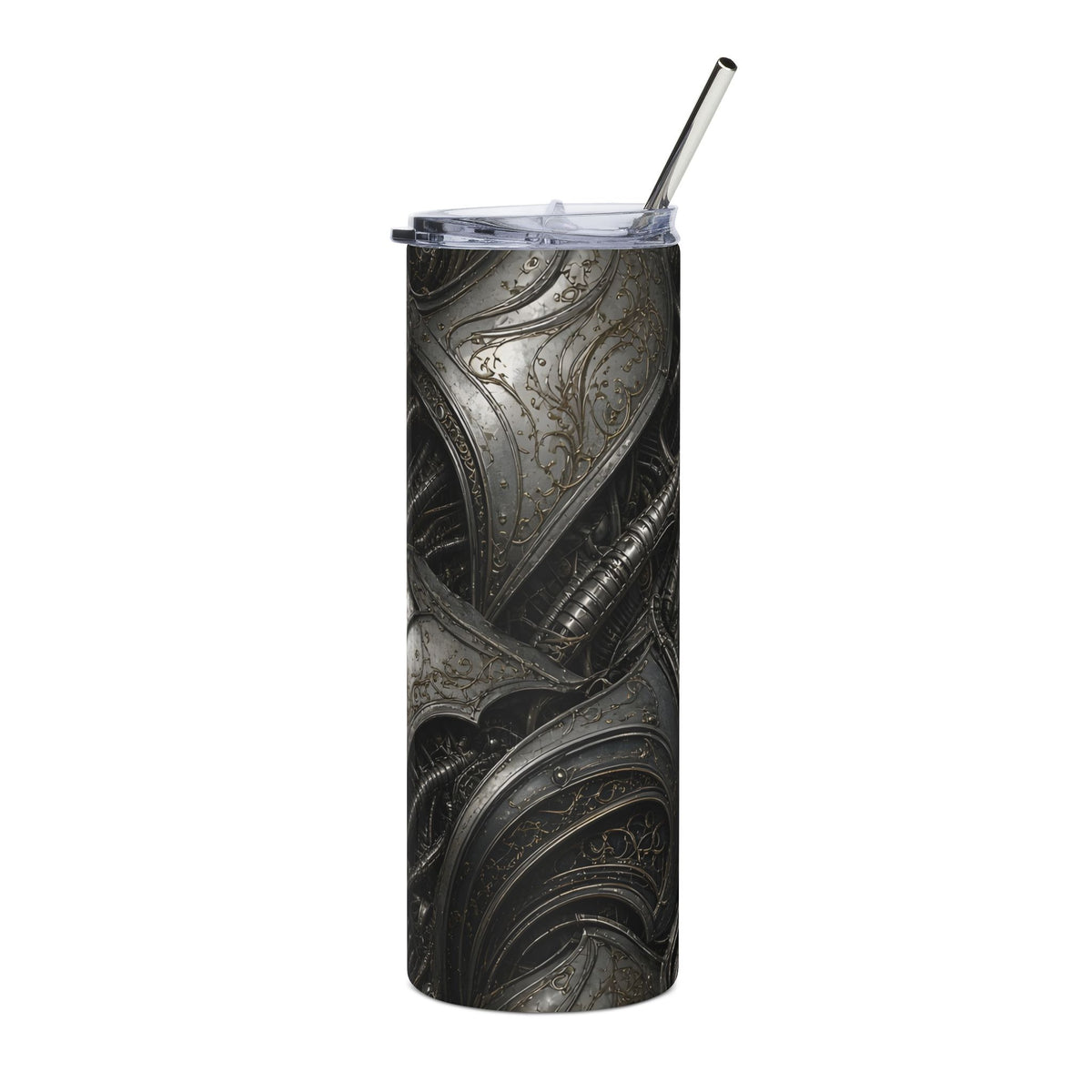 Engraved Armor 20oz tumbler – biomechanical art tumbler by Gifted Porch