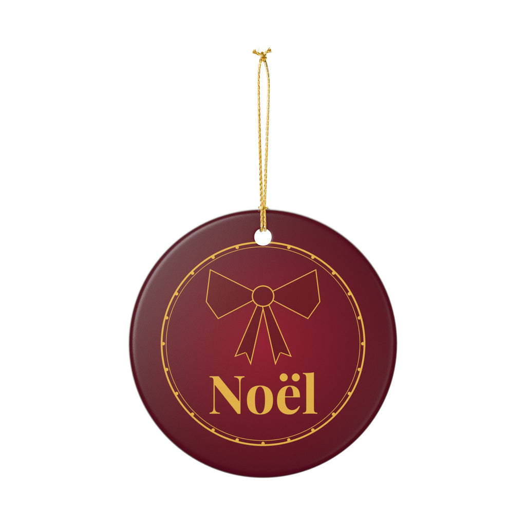 Noel Christmas Ornament Burgundy Gold Velvet Bow Elegant – Gifted Porch, view 7