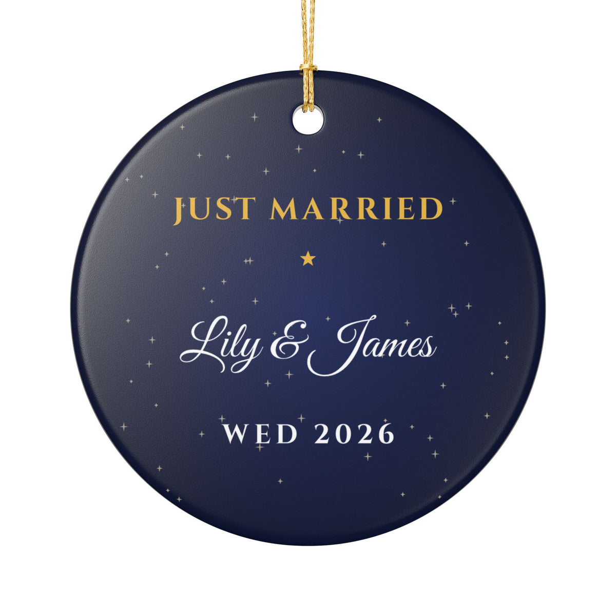 Wedding Year 2026 Personalized Ornament Just Married Names – Gifted Porch, view 2