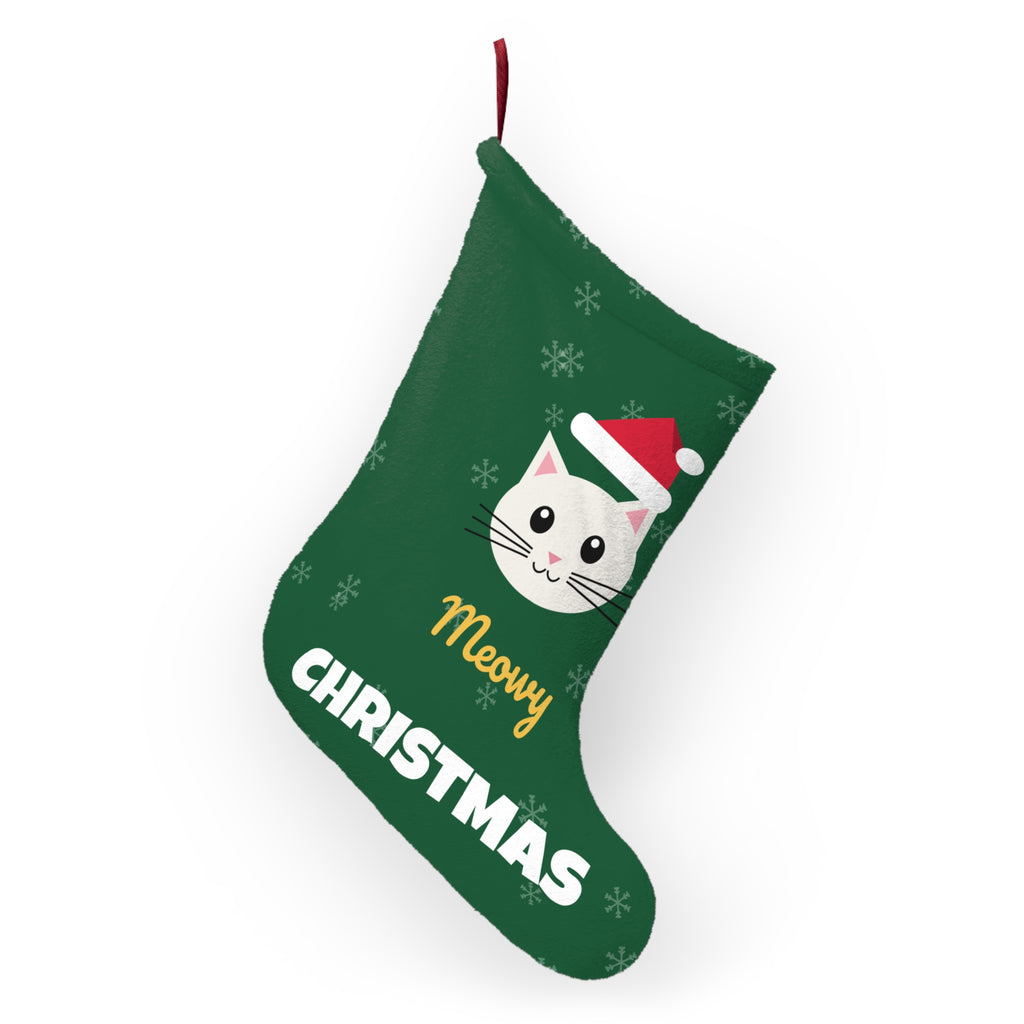 Meowy Christmas Cat Stocking Fleece Christmas Stocking Pet Cat Lover Gift – Gifted Porch