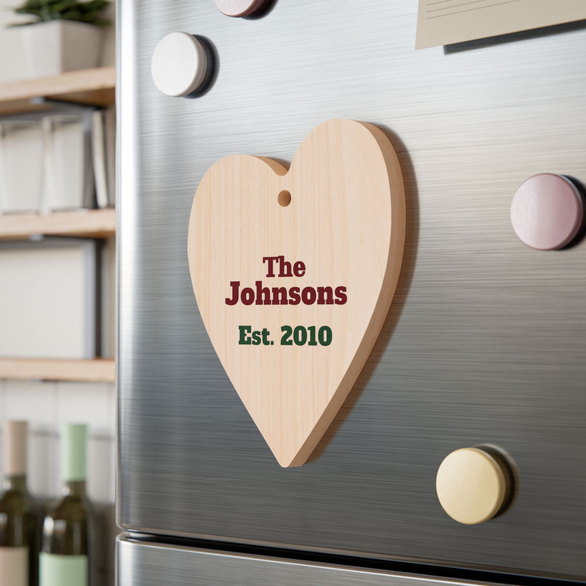 Personalized Family Est. Heart Wood Ornament