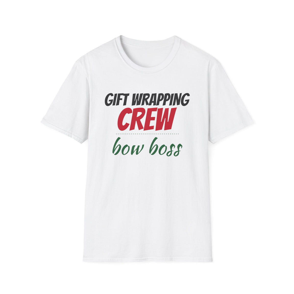 Gift Wrapping Crew Bow Boss Matching Christmas T-Shirt – Gifted Porch, view 1