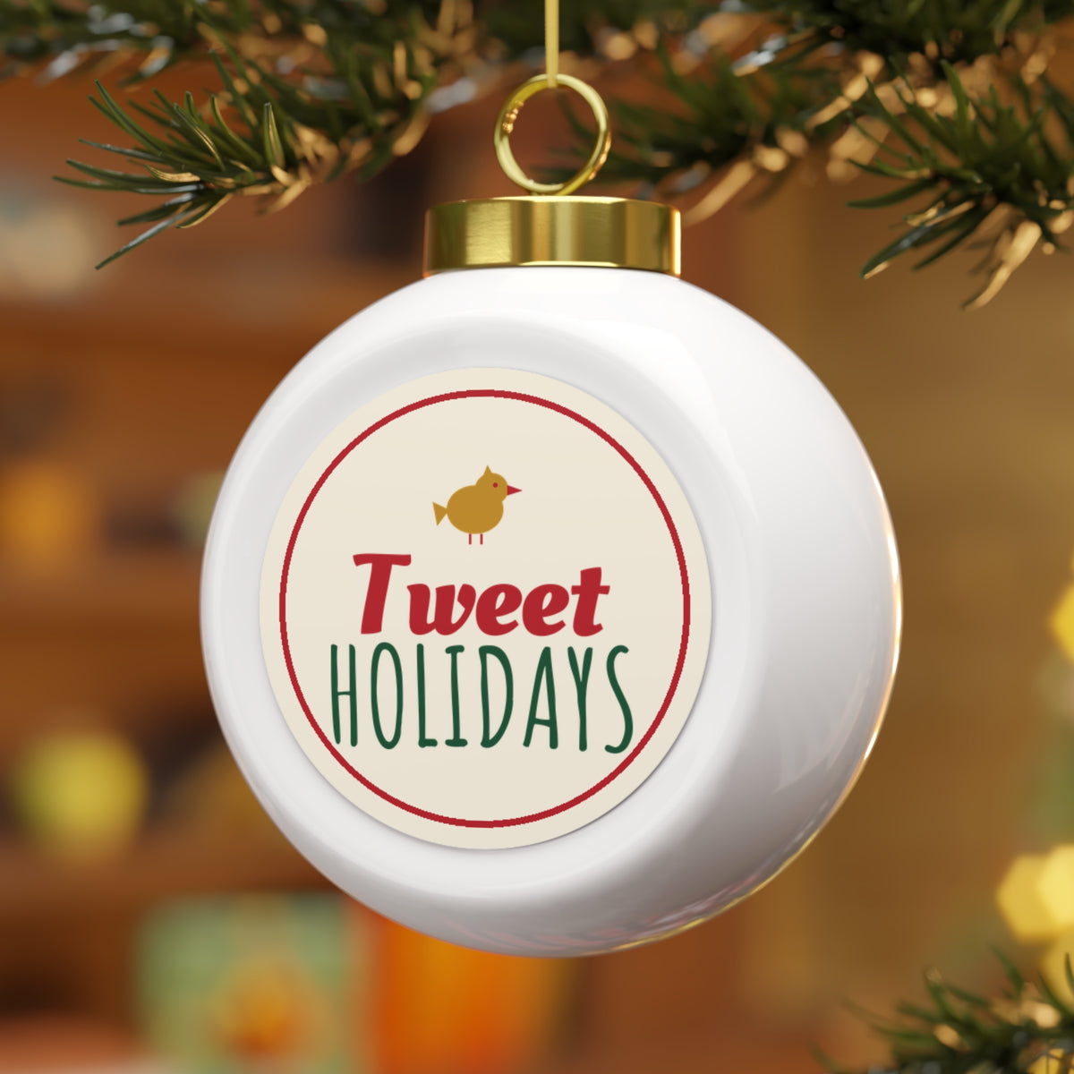 Tweet Holidays Glass Ball Ornament