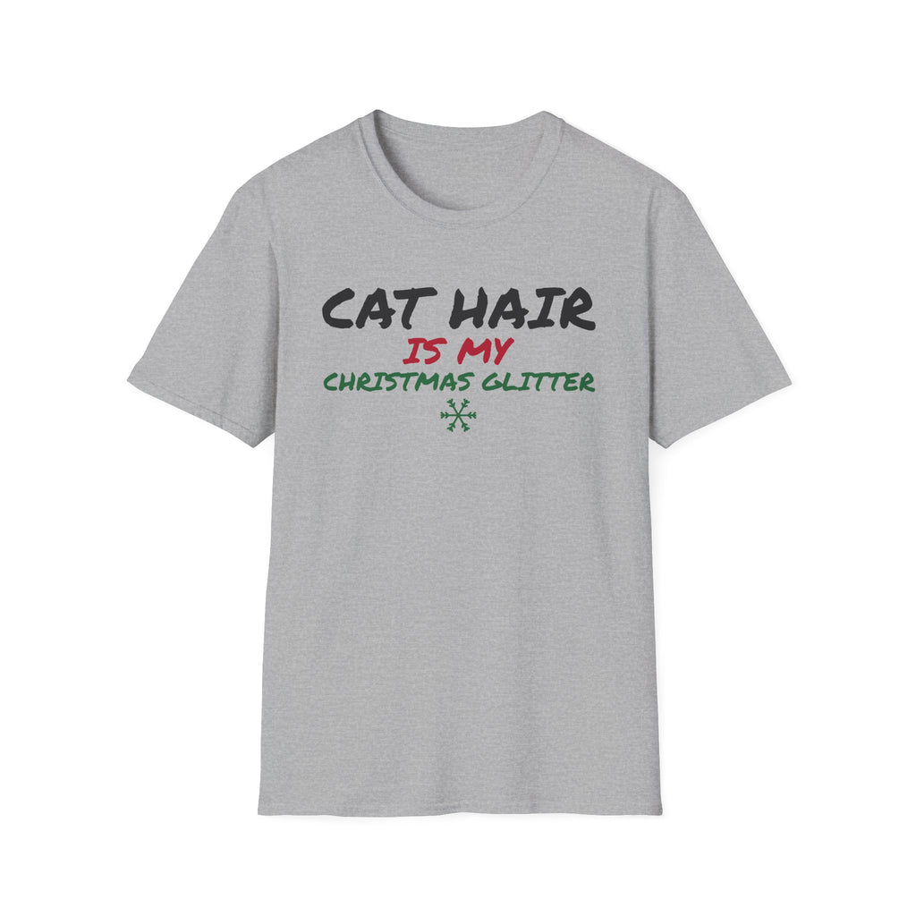 Cat Hair Is My Christmas Glitter Funny Cat T-Shirt Cat Mom Holiday Gift Tee – Gifted Porch