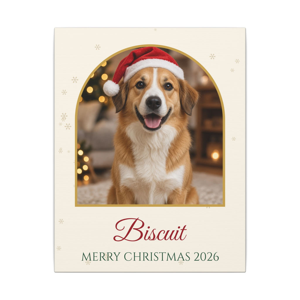 Custom Pet Portrait Christmas Canvas With Name – Gifted Porch