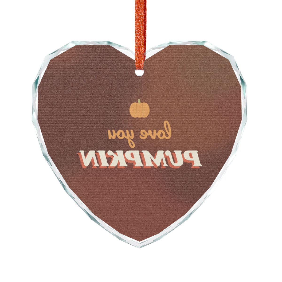 Love You Pumpkin Glass Heart Ornament