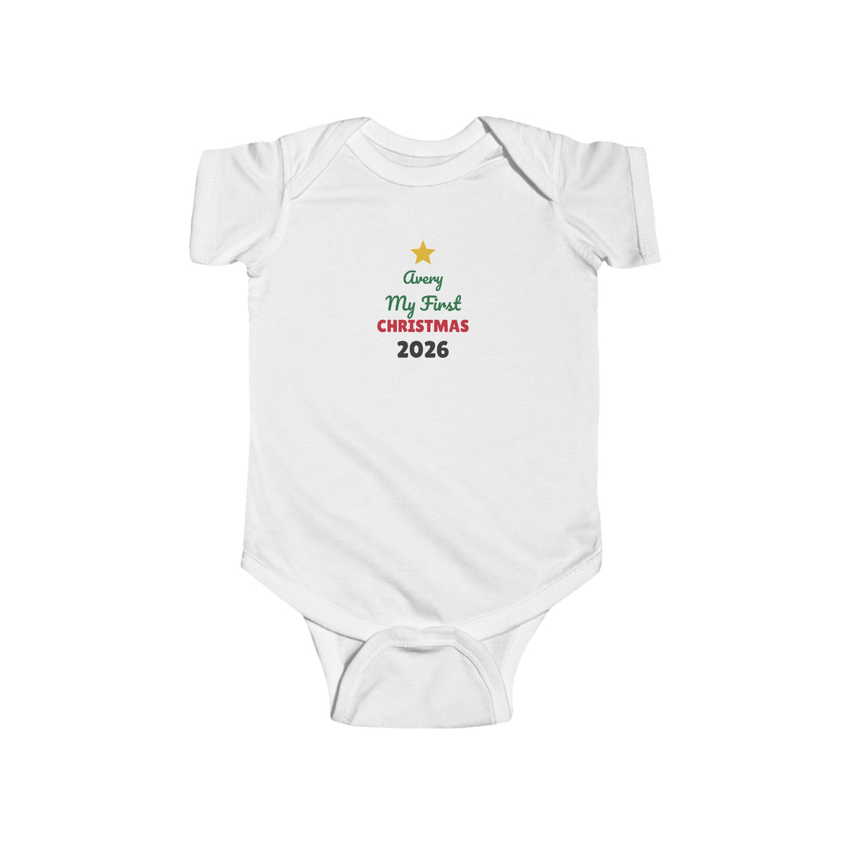 Personalized Baby's First Christmas 2026 Onesie