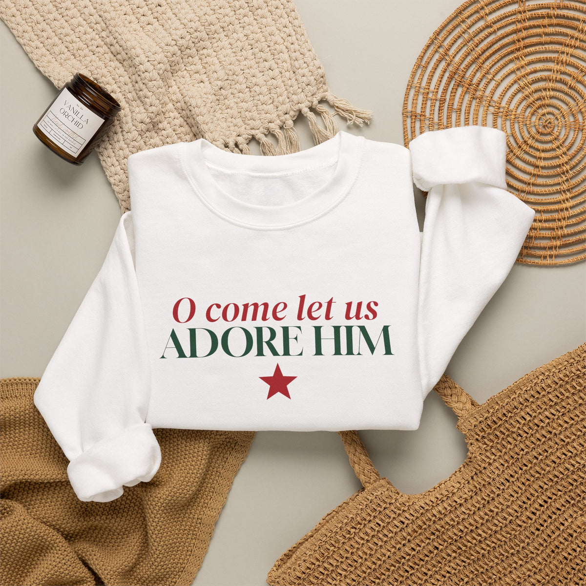O Come Let Us Adore Him Christmas Sweatshirt