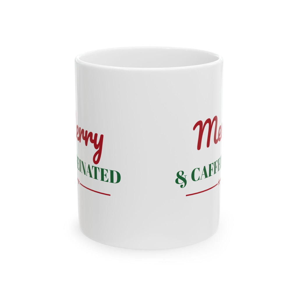 Merry And Caffeinated Christmas Mug Holiday Coffee Gift – Gifted Porch, view 2